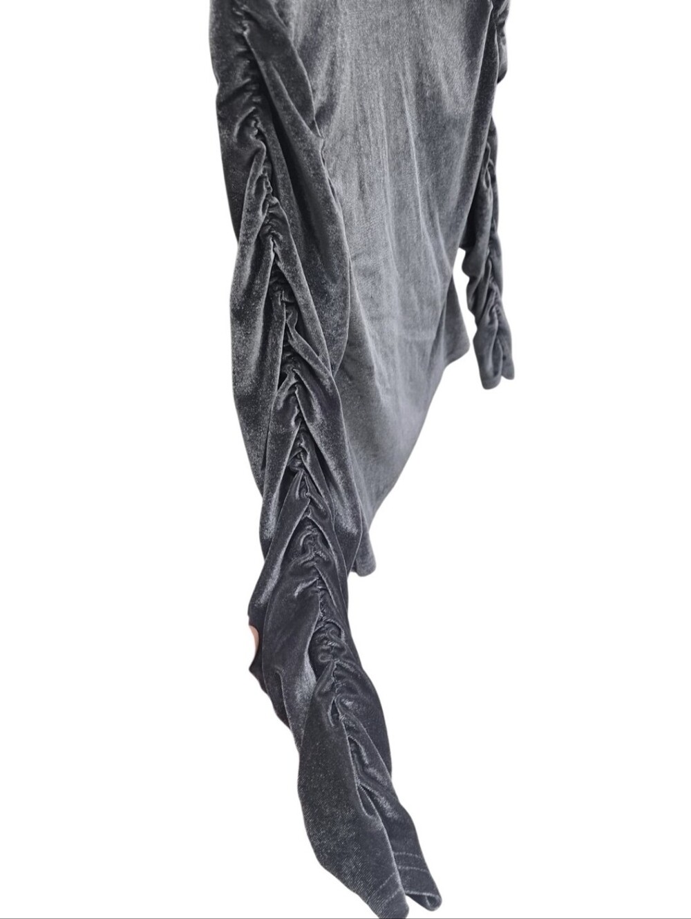 CHICME Gray Velvet Sequin Ruched Zip Up Jacket Y2K Glam S - Picture 5 of 11